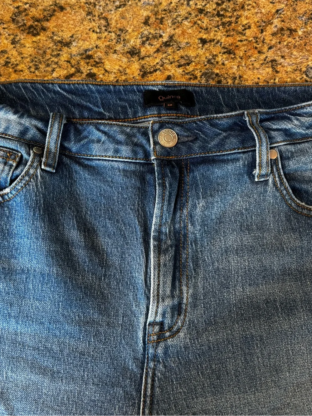 Quince Comfort Stretch High Rise Relaxed Straight Jeans Womens 32 Blue Organic - Picture 12 of 13